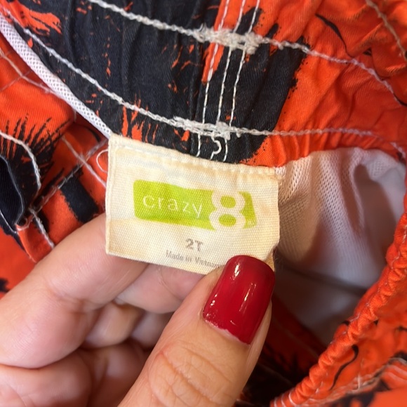 Crazy 8 Orange Tropical Graphic Print Swim Trunks, Toddler Size 2T. - Picture 4 of 6